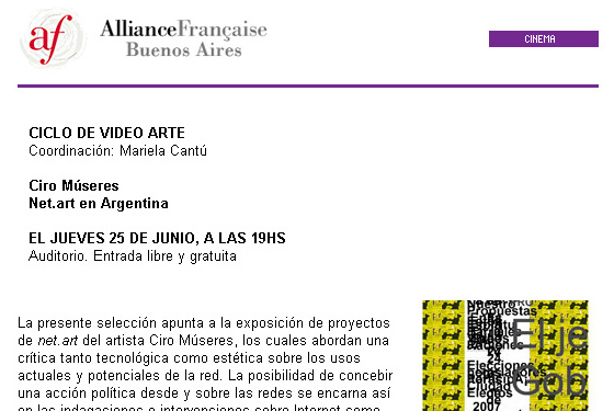 net.art en Argentina Museo de Arte Moderno de Buenos Aires Alianza Francesa